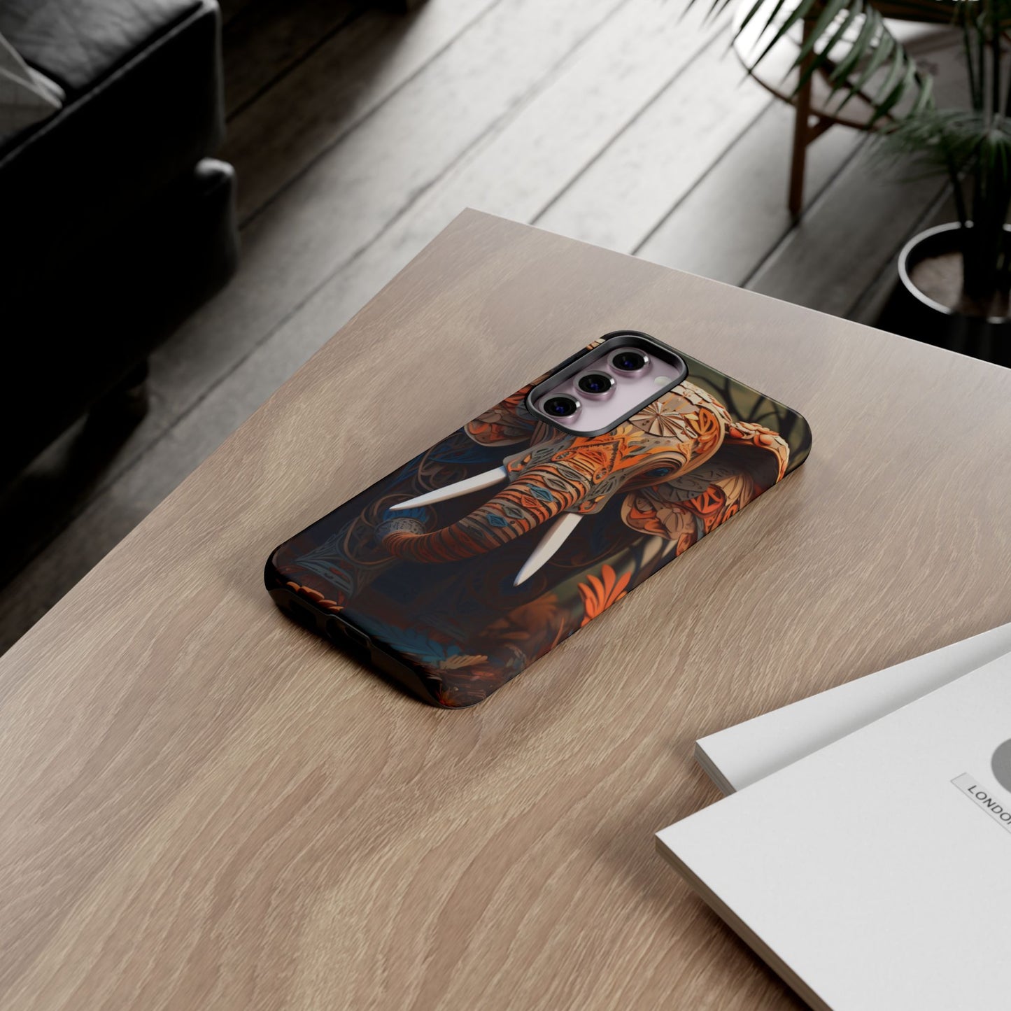 Elegant Artistic Elephant Mobile Cover – Intricate Paper-Cut Design