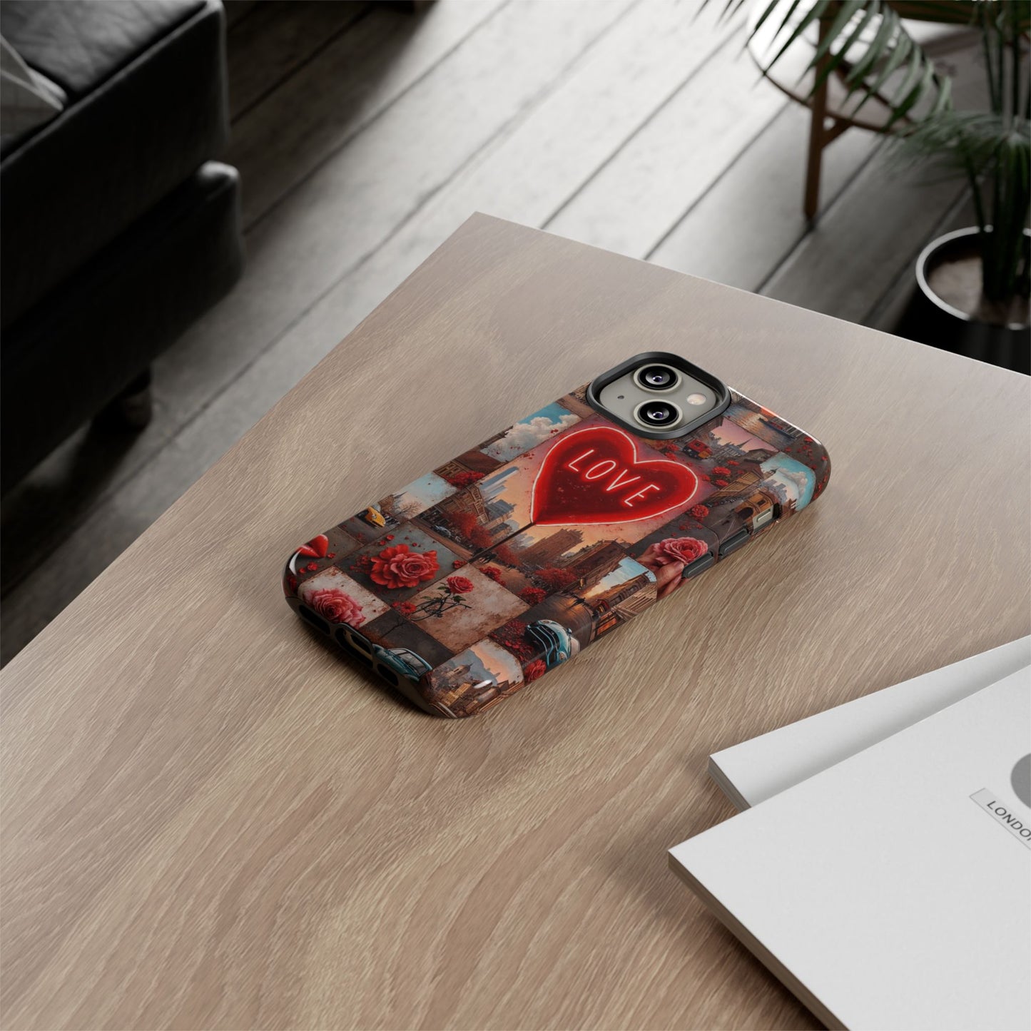 Neon Love Heart & Rose Phone Case