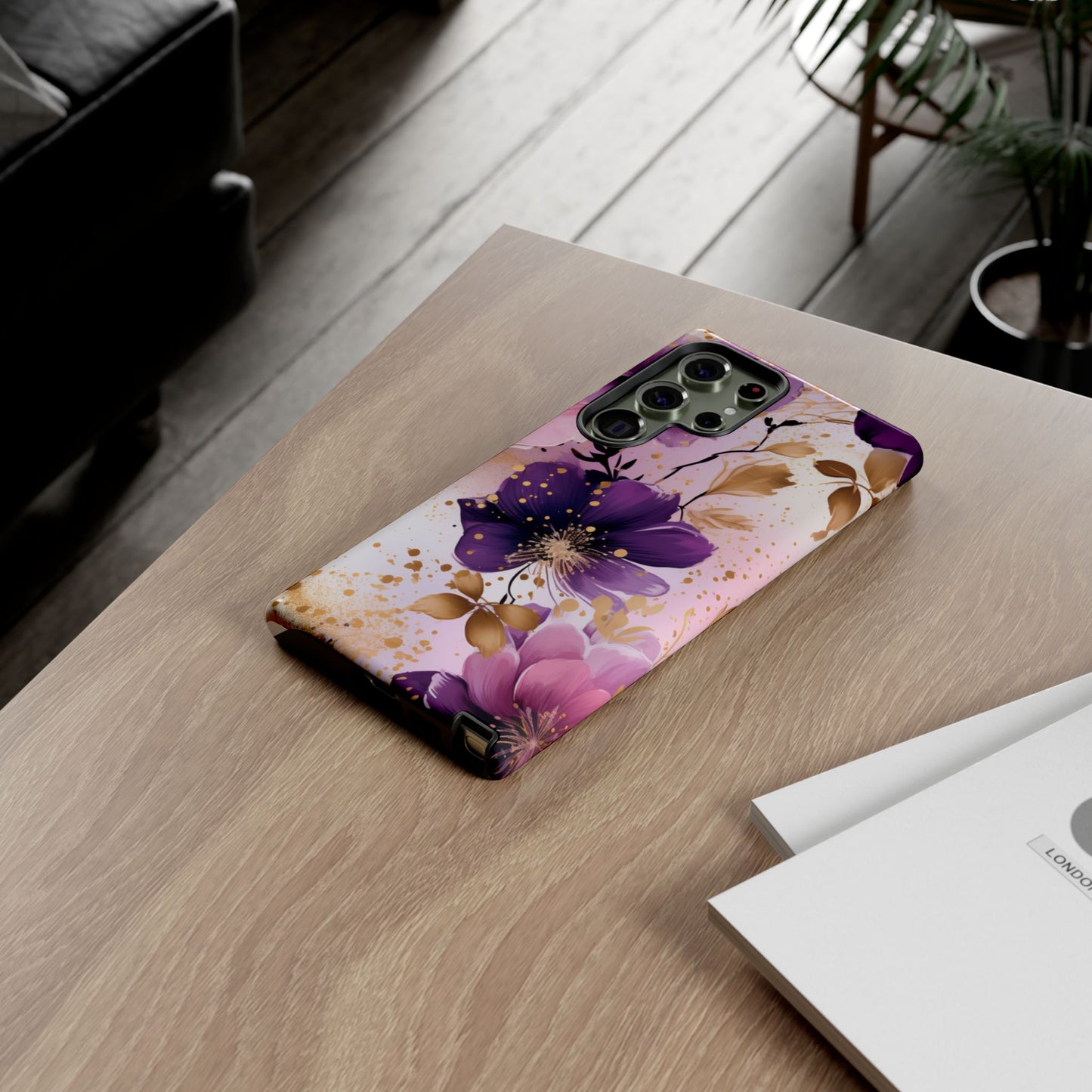 Luxury Purple & Gold Floral Aesthetic Mobile Case