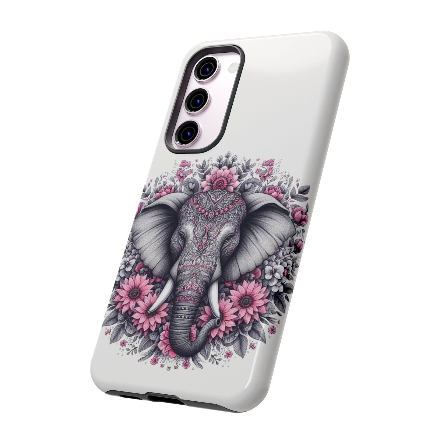 Intricate Floral Elephant Mobile Cover – Mandala-Inspired Boho Art