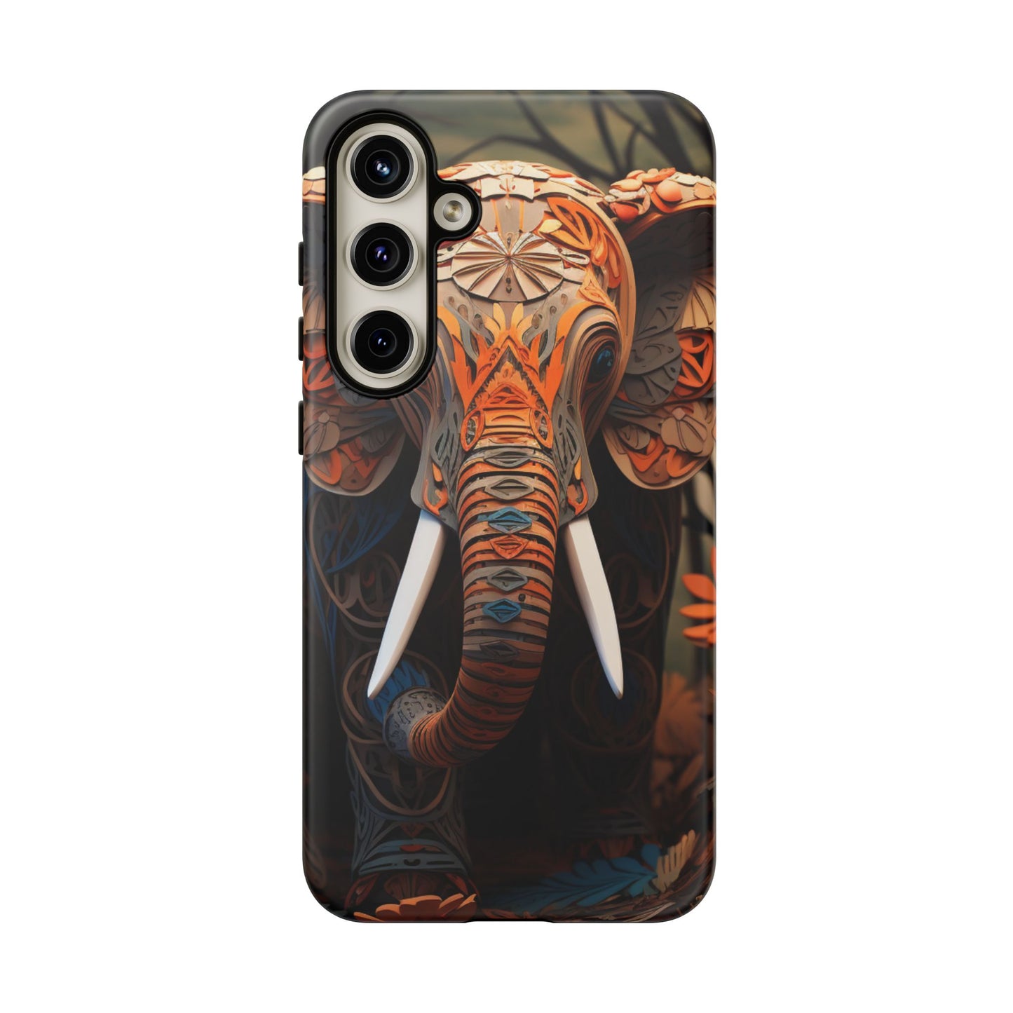 Elegant Artistic Elephant Mobile Cover – Intricate Paper-Cut Design