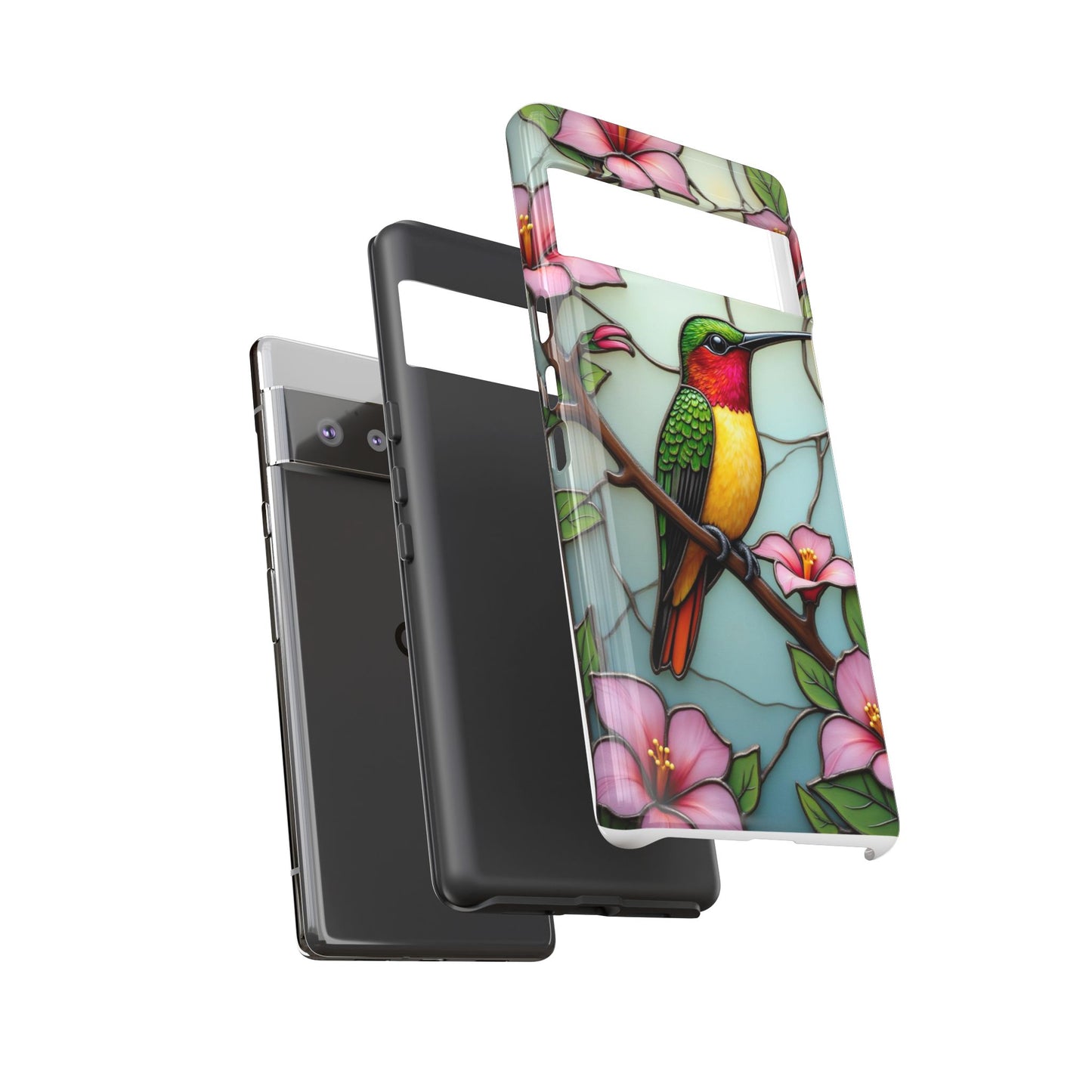 Elegant Hummingbird with Floral Mosaic | Artistic Nature Design