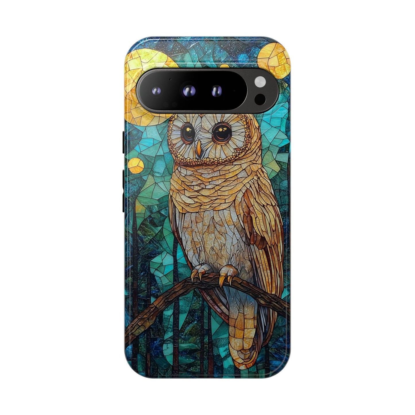 Nocturnal Wisdom – Stained Glass Owl Phone Case for iPhone, Samsung & Pixel