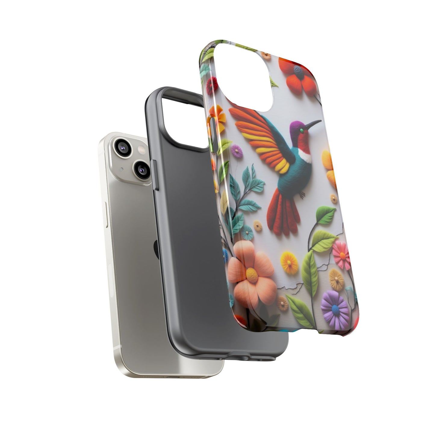 Embroidered Hummingbird with Floral Design | Nature's Elegant Stitch | iPhone 16 Pro