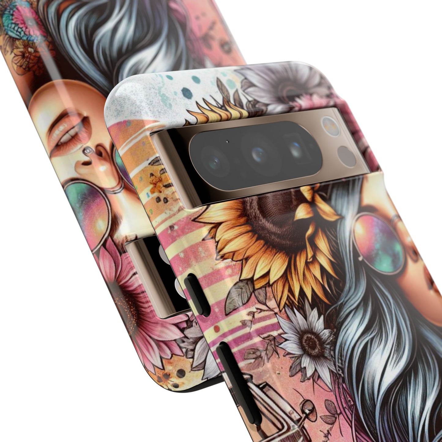 Retro Boho Wanderer – Sunflower Hippie Van Mobile Cover
