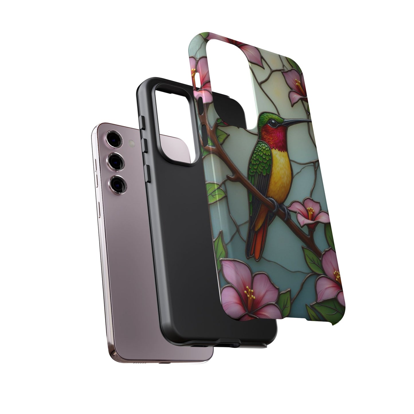 Elegant Hummingbird with Floral Mosaic | Artistic Nature Design
