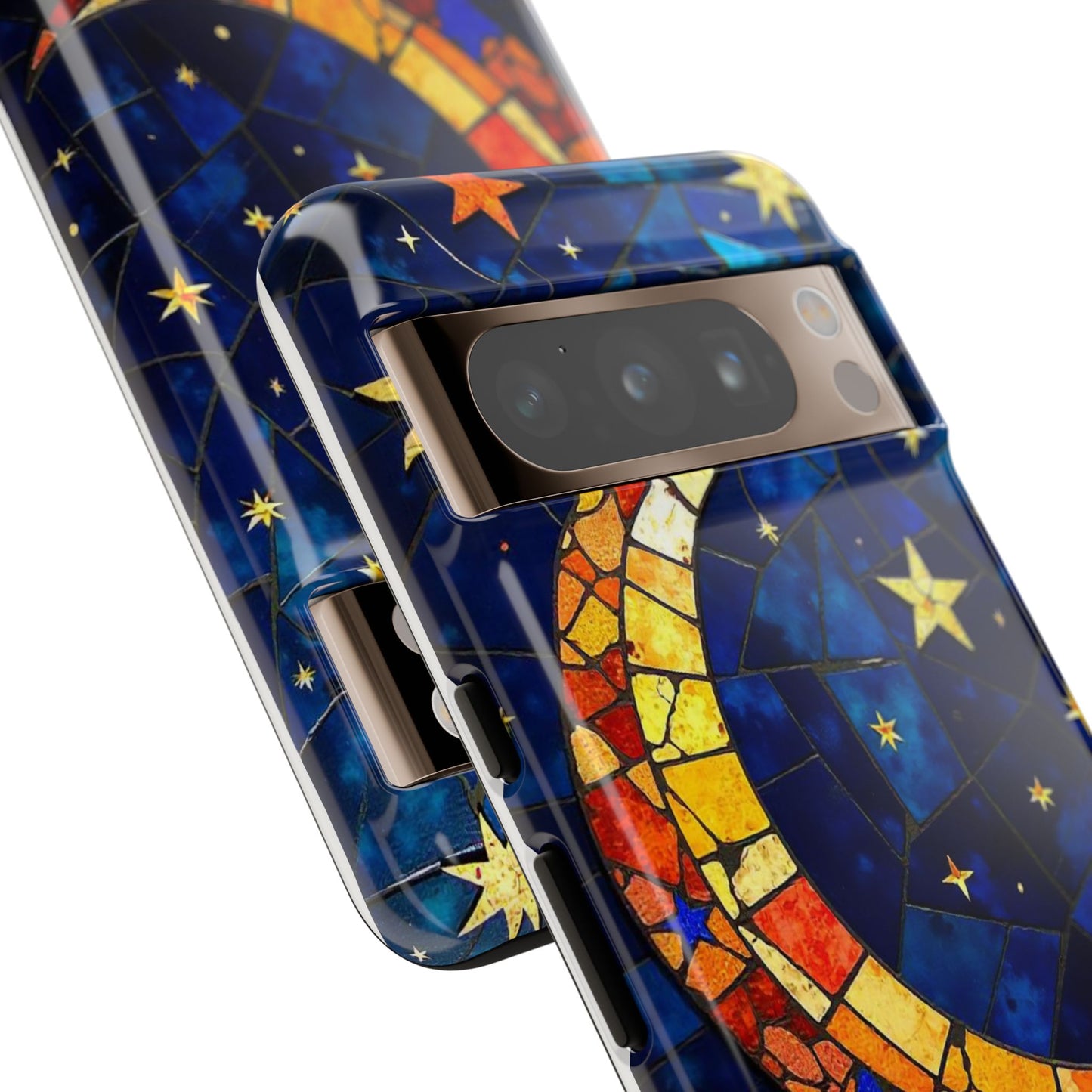 Celestial Crescent: Vibrant Moon and Stars Phone Case