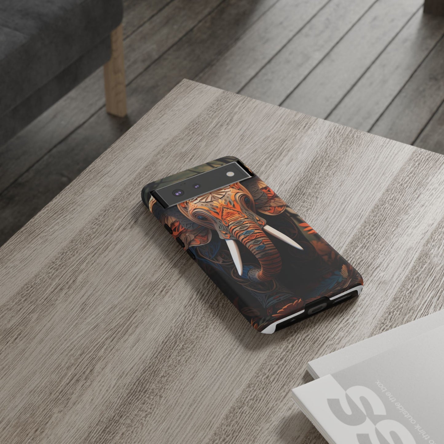 Elegant Artistic Elephant Mobile Cover – Intricate Paper-Cut Design