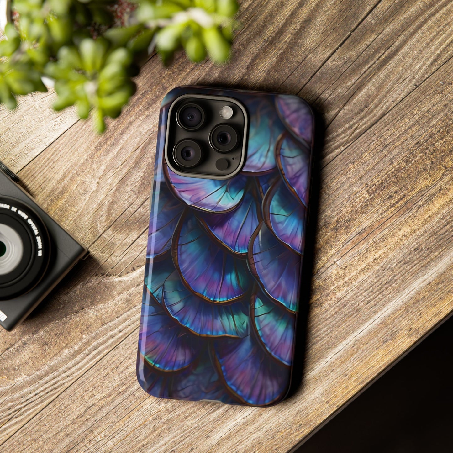 Abstract Macro Shot of Iridescent Butterfly Fish Scales Phone Case Design