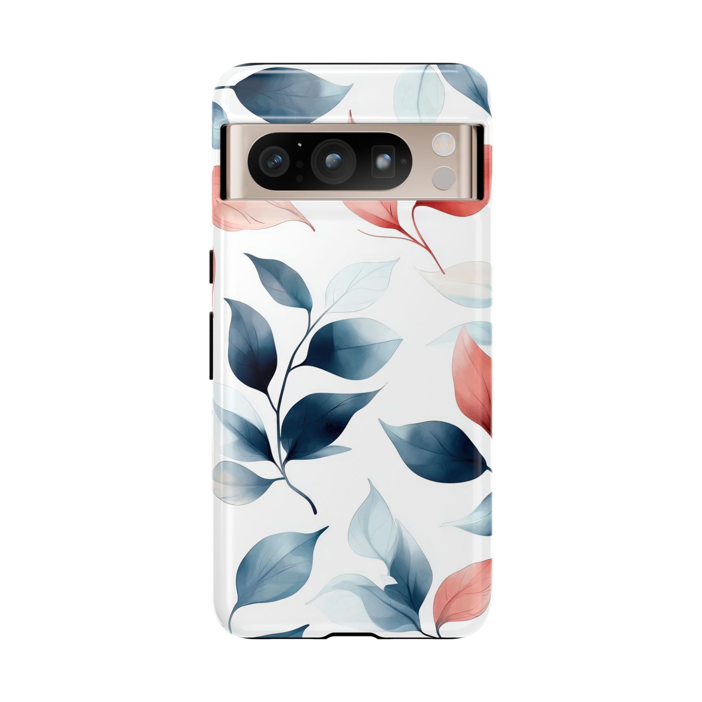 Blush & Blue Botanical Leaves Phone Case | Soft Nature-Inspired Design for iPhone, Pixel & Samsung