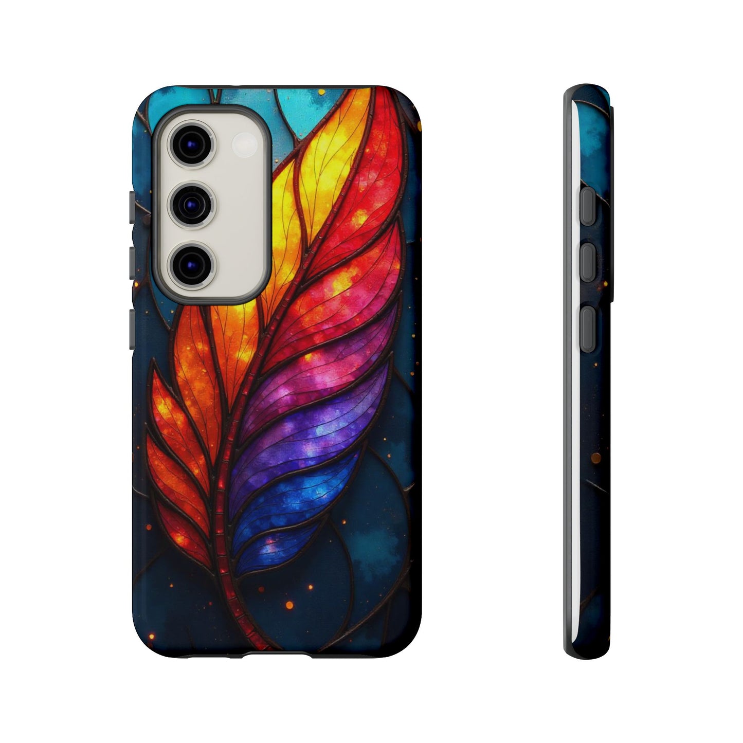Vivid Feather: Stained Glass Abstract Art