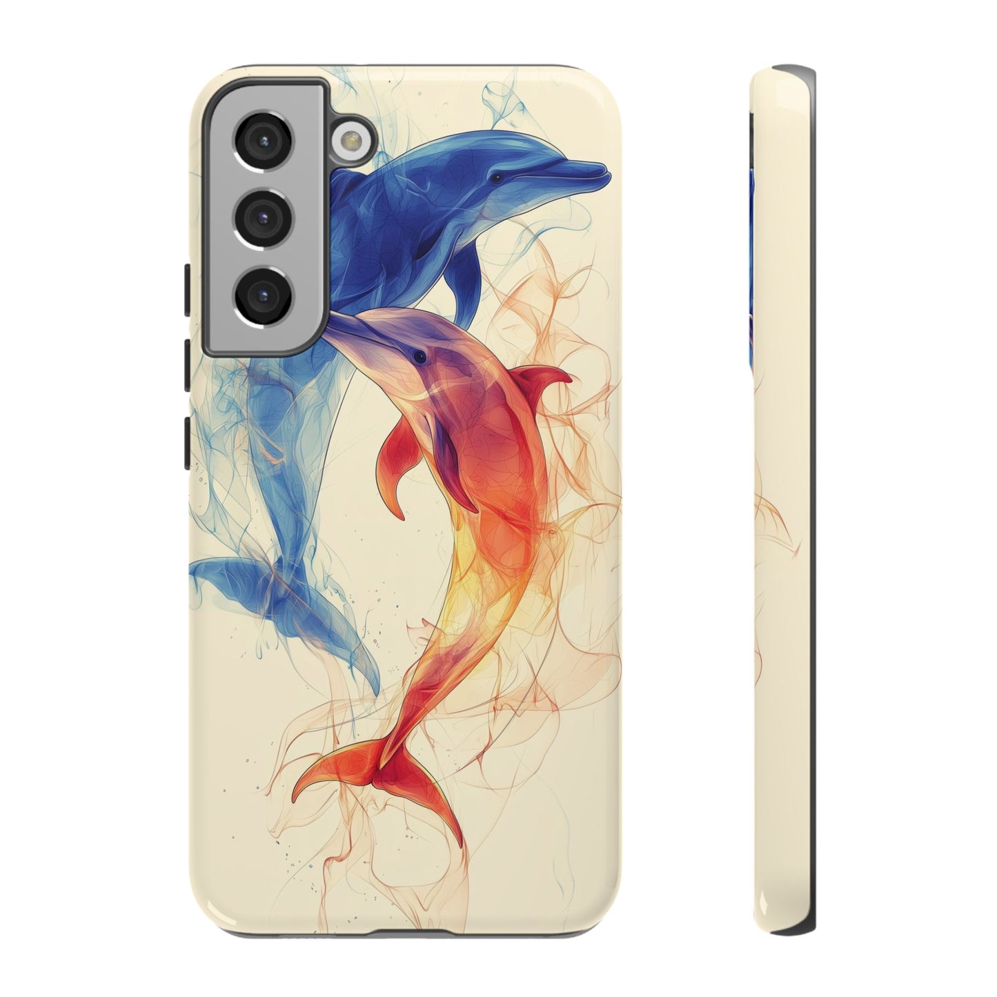Elemental Dolphins: Fire & Water Fusion Phone Case for iPhone, Samsung & Pixel