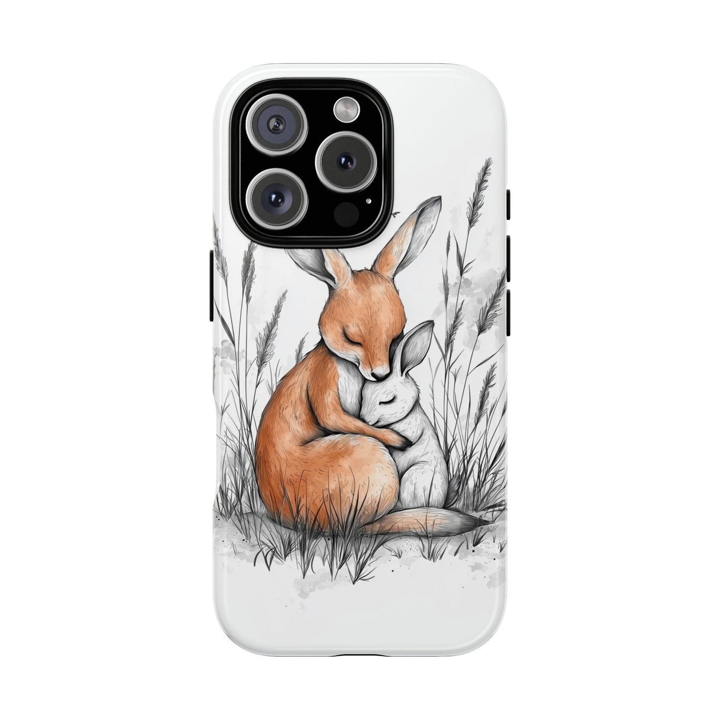 Bunny Embrace: Watercolor Woodland Hug Phone Case for iPhone, Samsung & Pixel