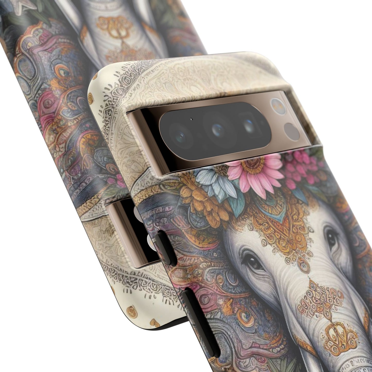 Elegant Floral Elephant Mobile Cover – Royal Mandala Art