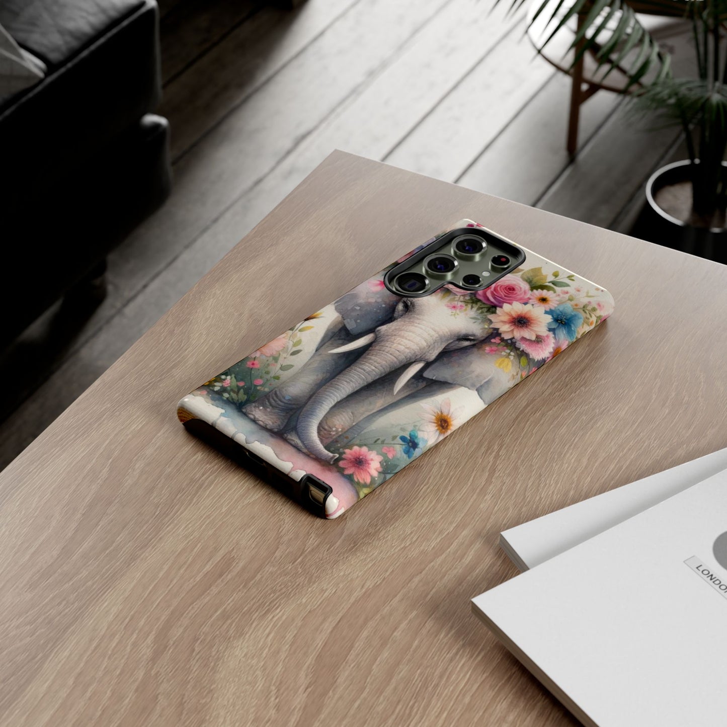 Watercolor Floral Elephant Mobile Cover – Dreamy Artistic Design