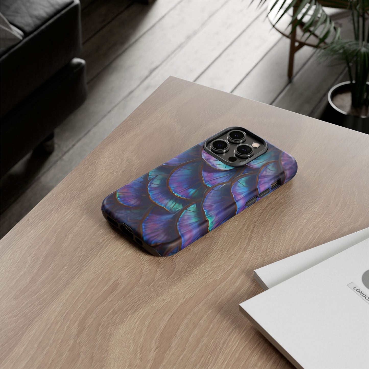Abstract Macro Shot of Iridescent Butterfly Fish Scales Phone Case Design