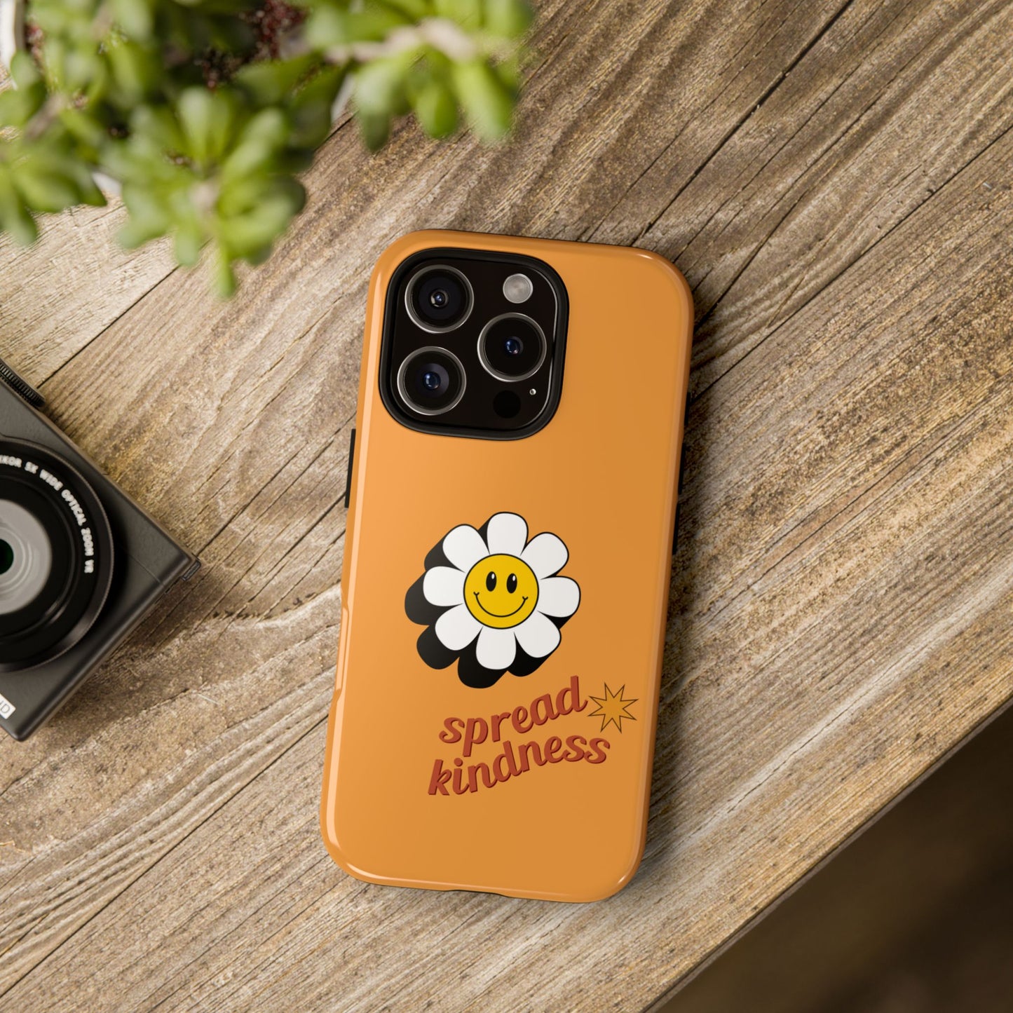 Retro White Flower "Spread Kindness" Phone Case – Vintage Aesthetic for iPhone, Samsung & Google Pixel
