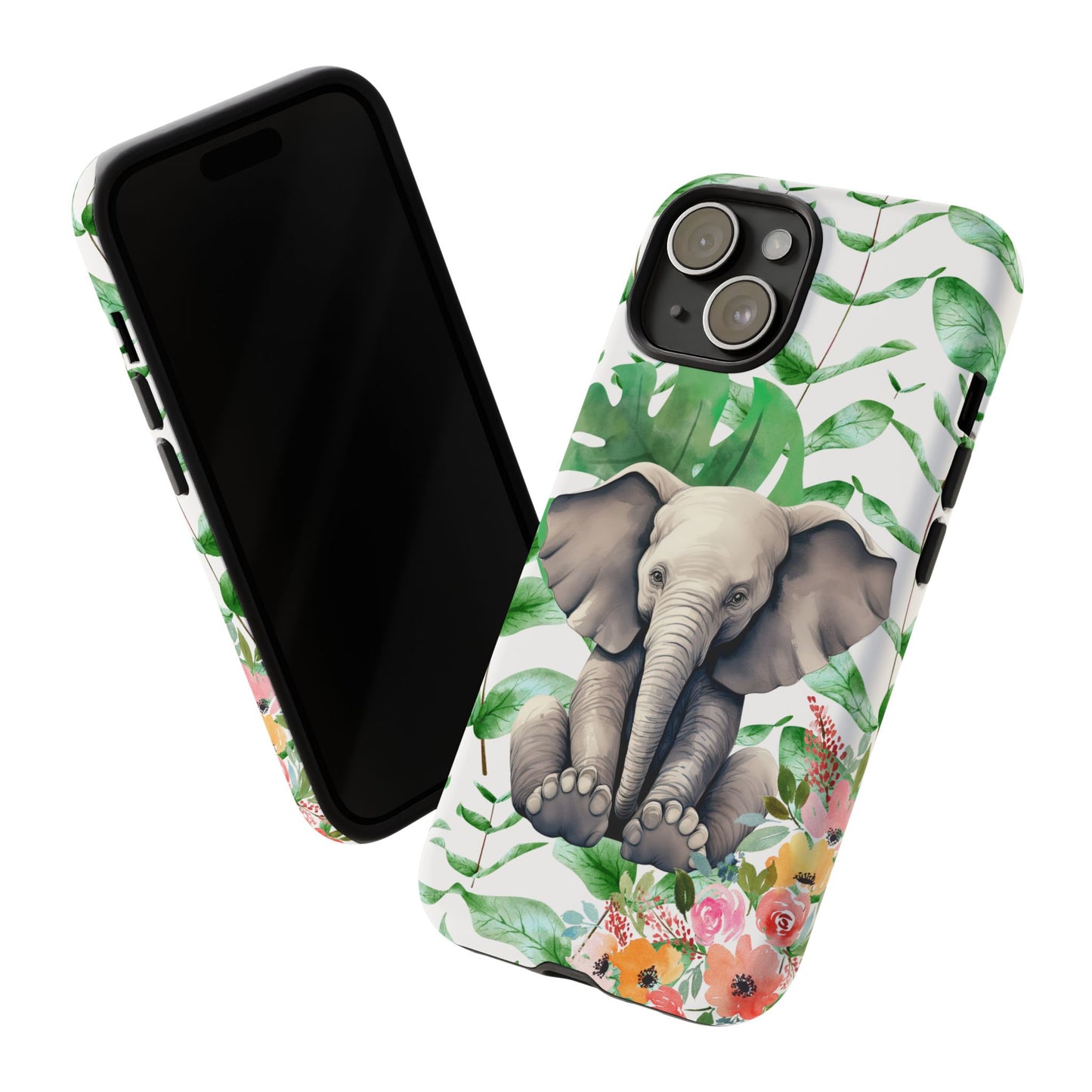 Cute Baby Elephant Mobile Cover – Floral & Tropical Aesthetic