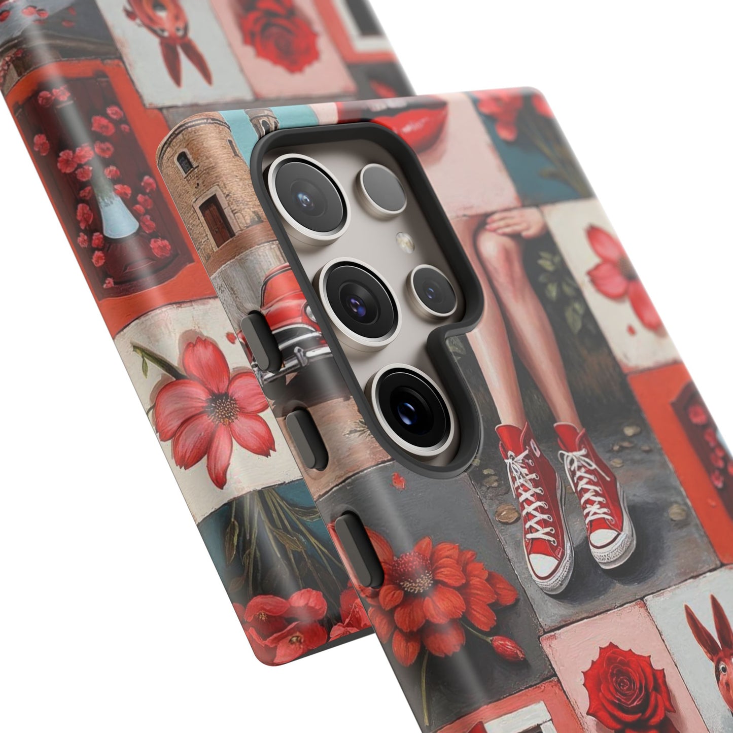 Red Sneakers & Roses Collage Phone Case
