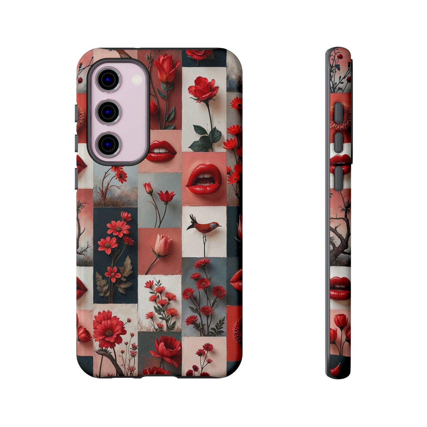 Red Flowers & Lips Collage Phone Case
