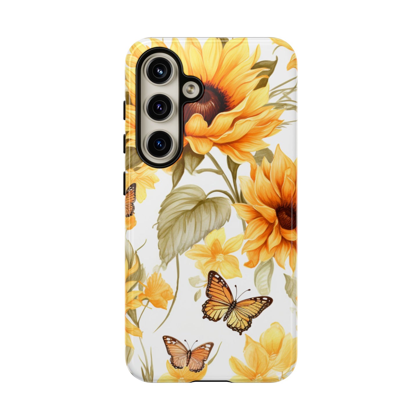 Golden Sunflower & Butterfly Phone Case – Warm & Elegant