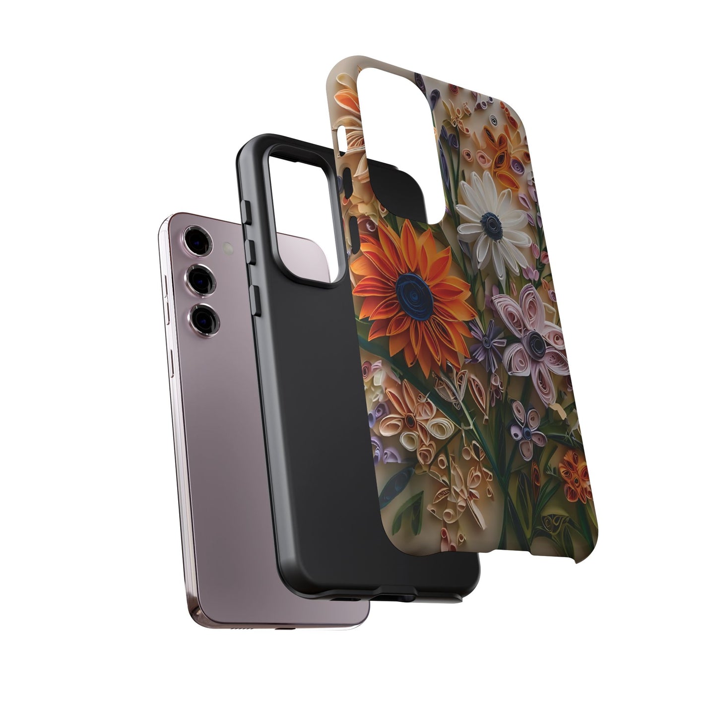 Intricate Quilled Floral Artwork In Vibrant Colors phone case design.