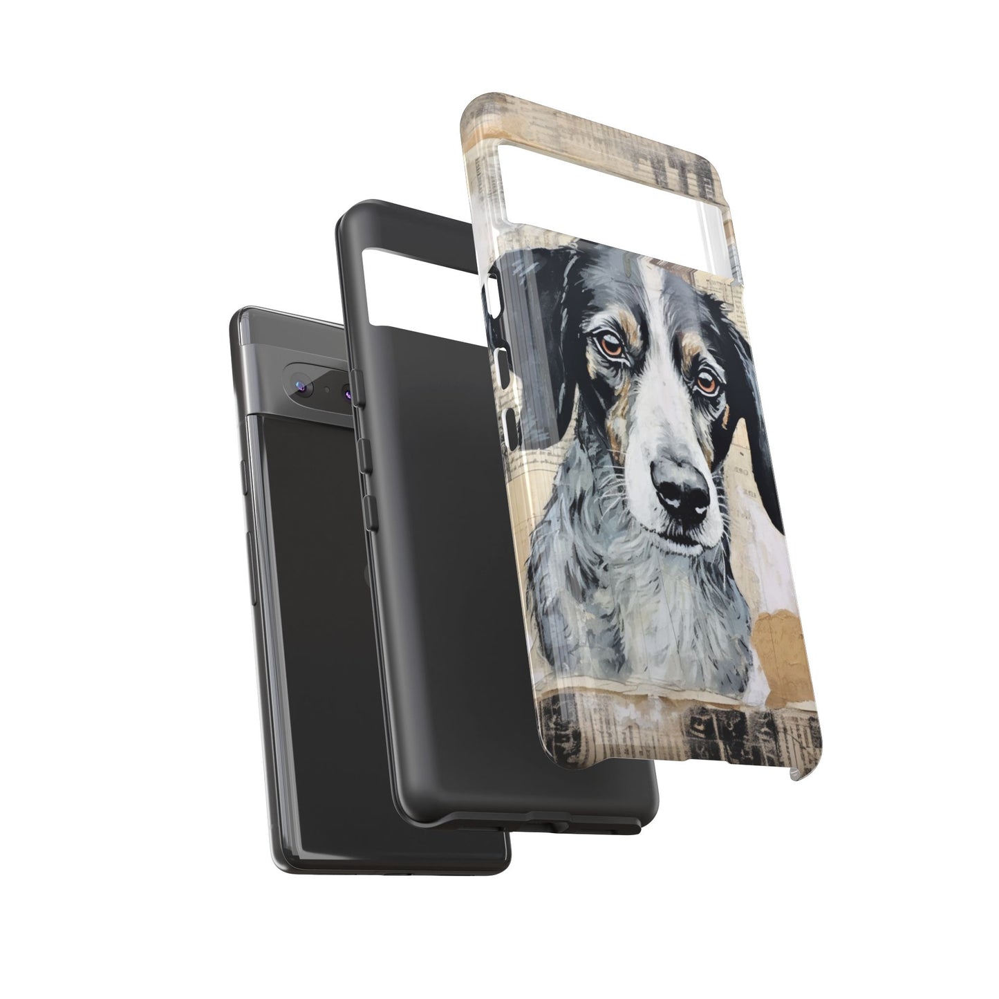 Personalized Rustic Dog Portrait – Vintage Collage Art Style