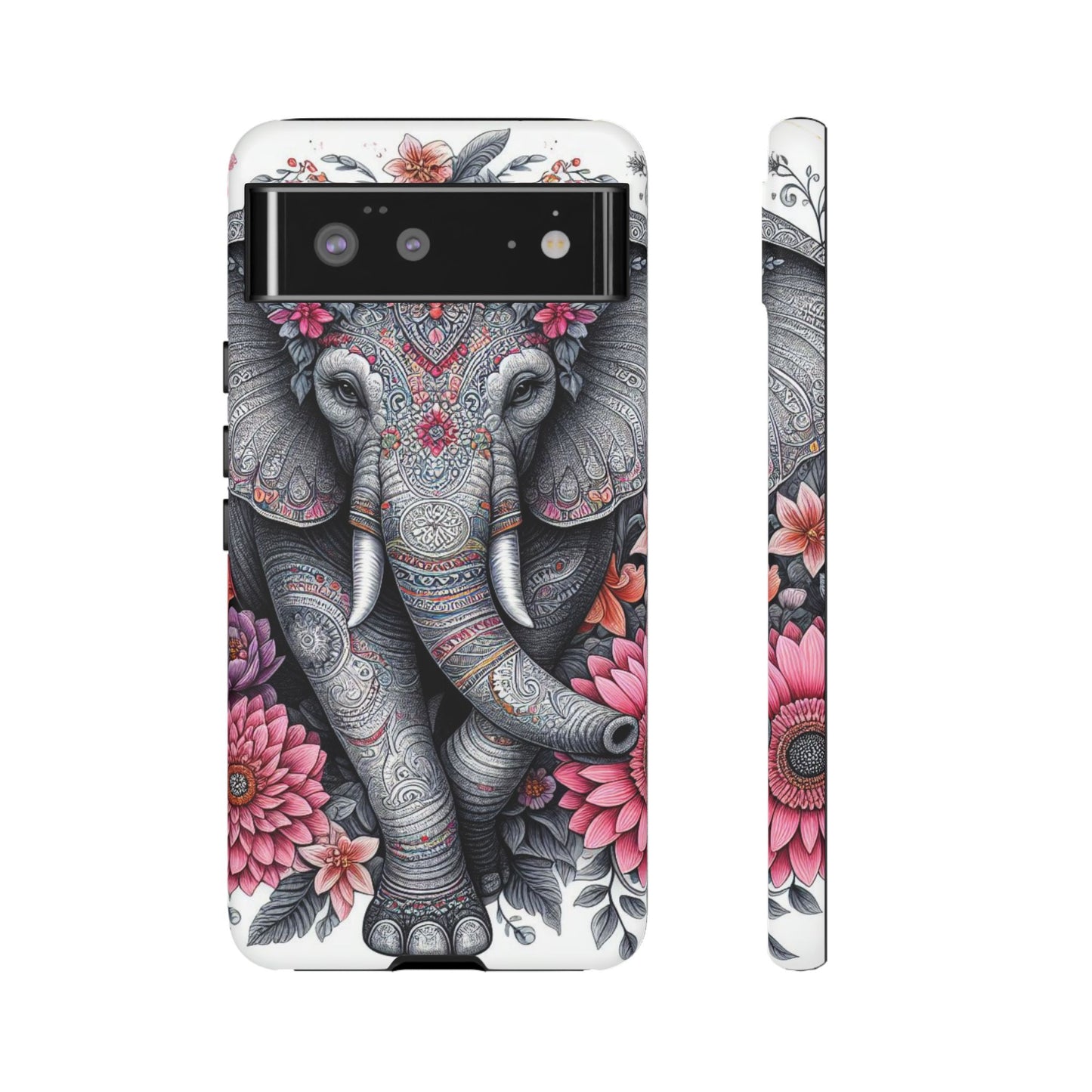 Bohemian Floral Elephant Mobile Cover – Intricate Mandala Art