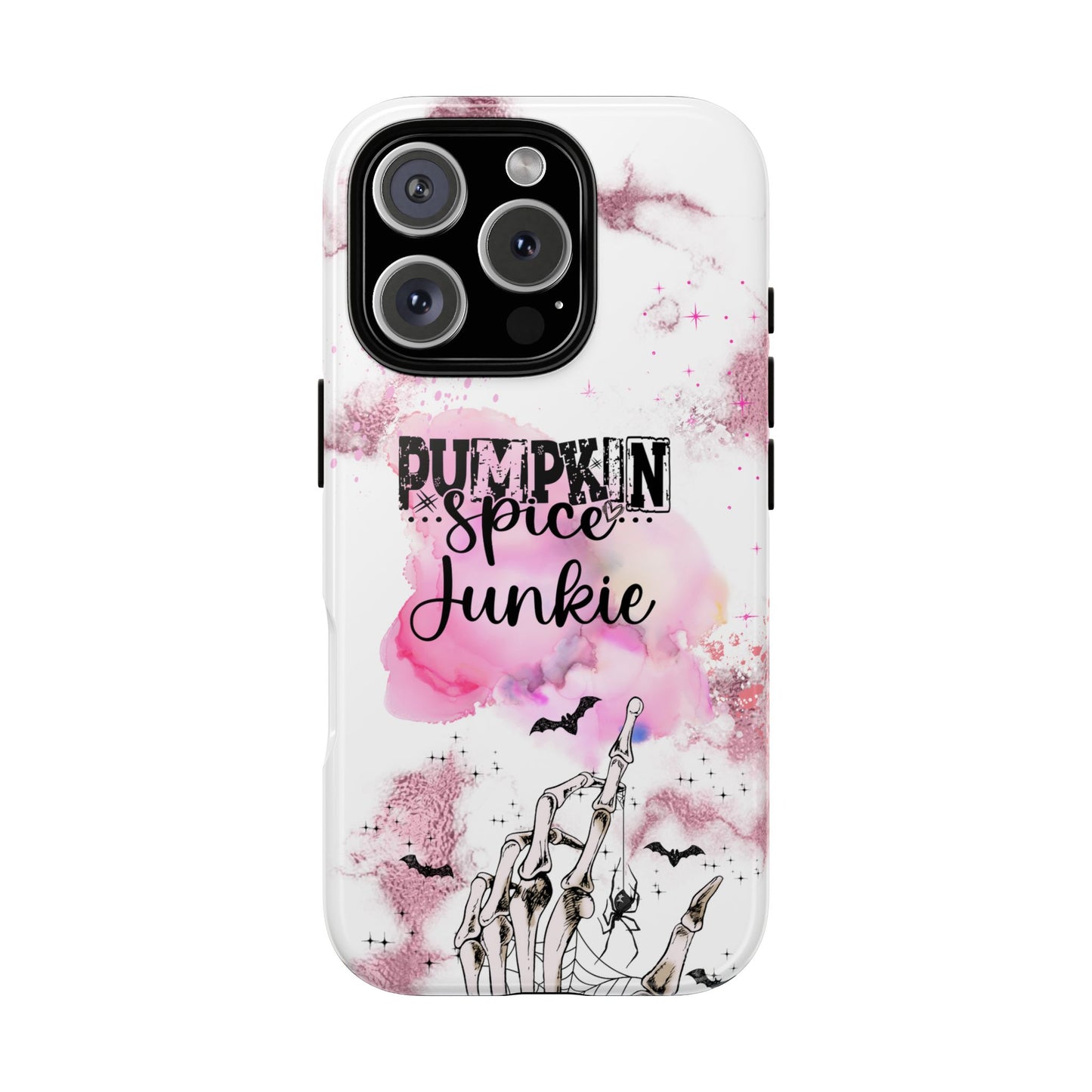 Pumpkin Spice Junkie Phone Case - Fall Aesthetic Cover for iPhone, Samsung & Google Pixel, Skeleton Hand Phone Case, Watercolor Phone Cover, Girly Phone Case