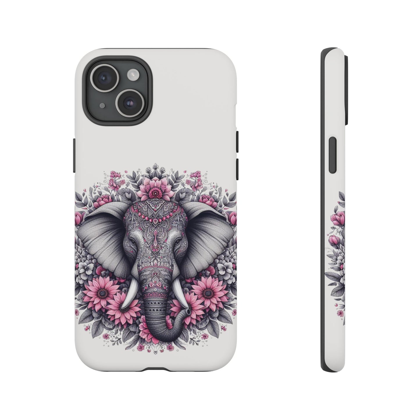 Intricate Floral Elephant Mobile Cover – Mandala-Inspired Boho Art