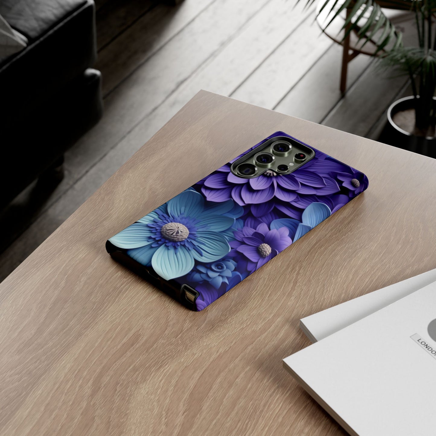 Royal Blue Floral Phone Case – Elegant & Luxurious Design