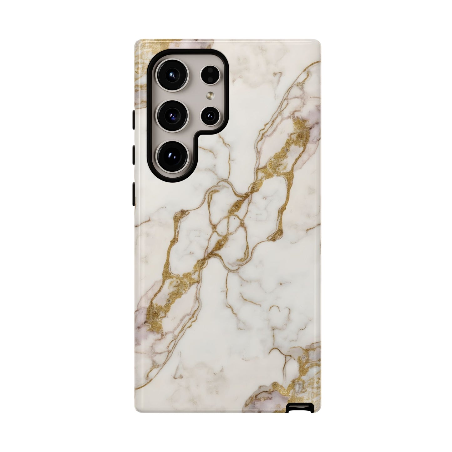 Elegant White and Gold Marble Case Design