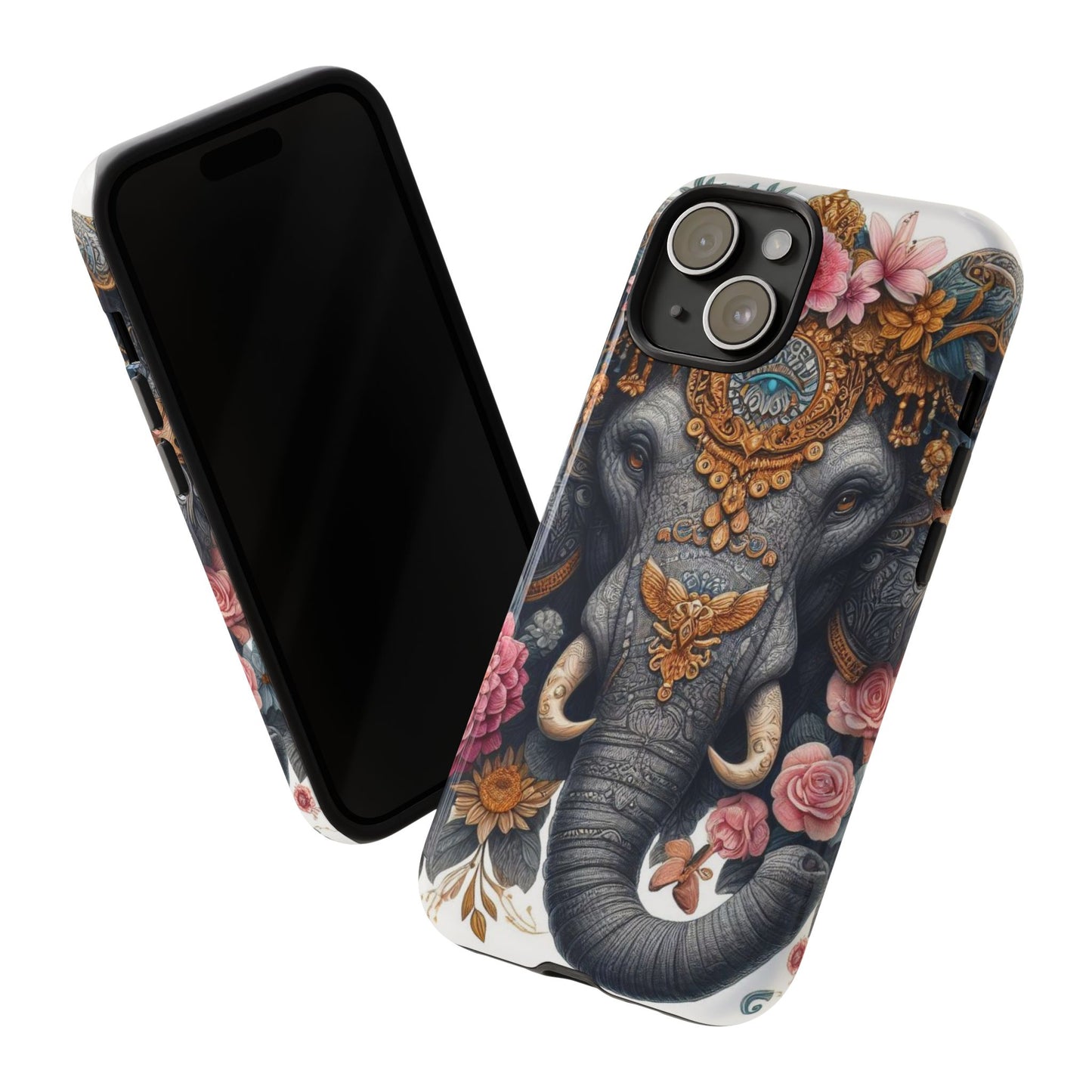 Golden Royal Elephant Mobile Cover – Luxurious Ornate Art