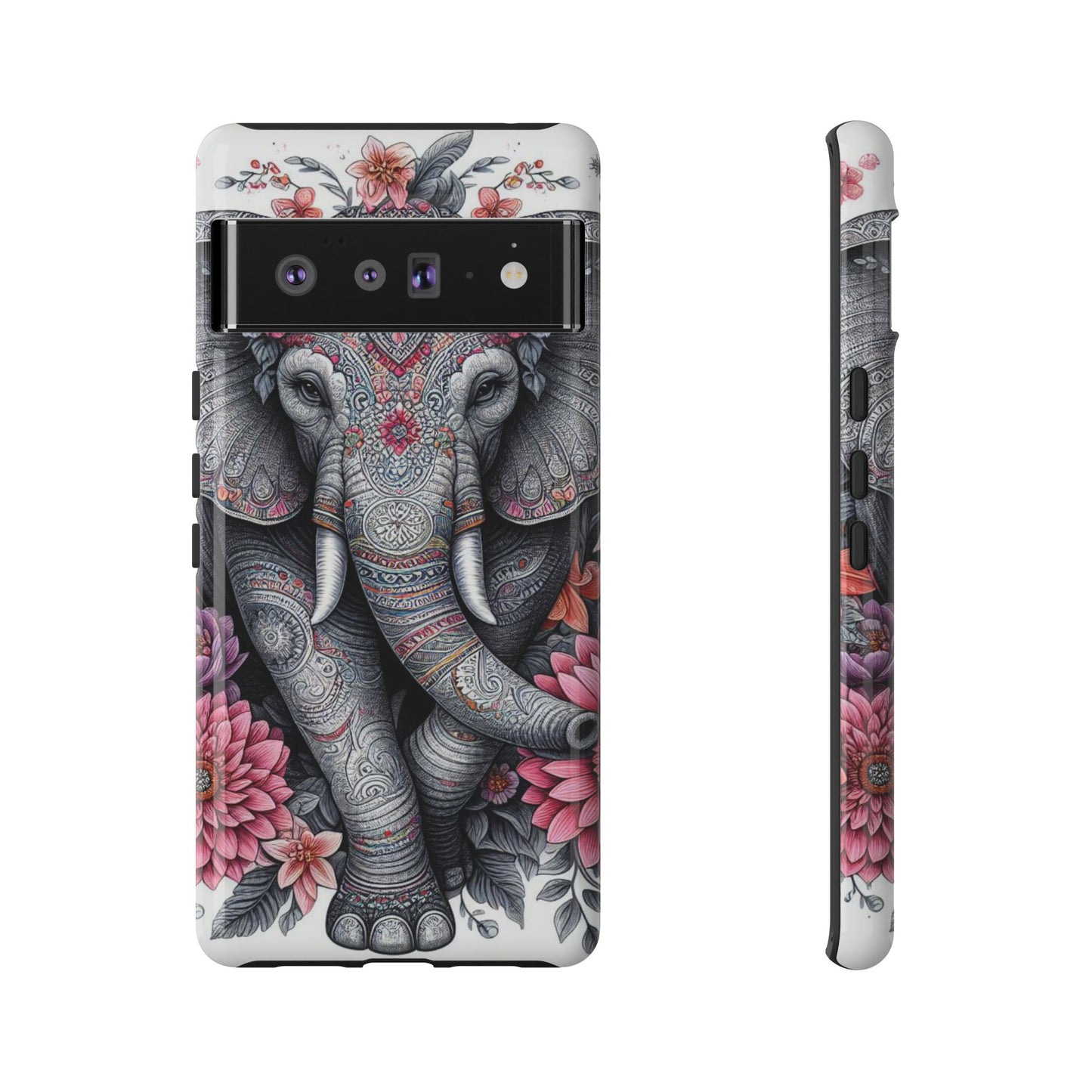 Bohemian Floral Elephant Mobile Cover – Intricate Mandala Art
