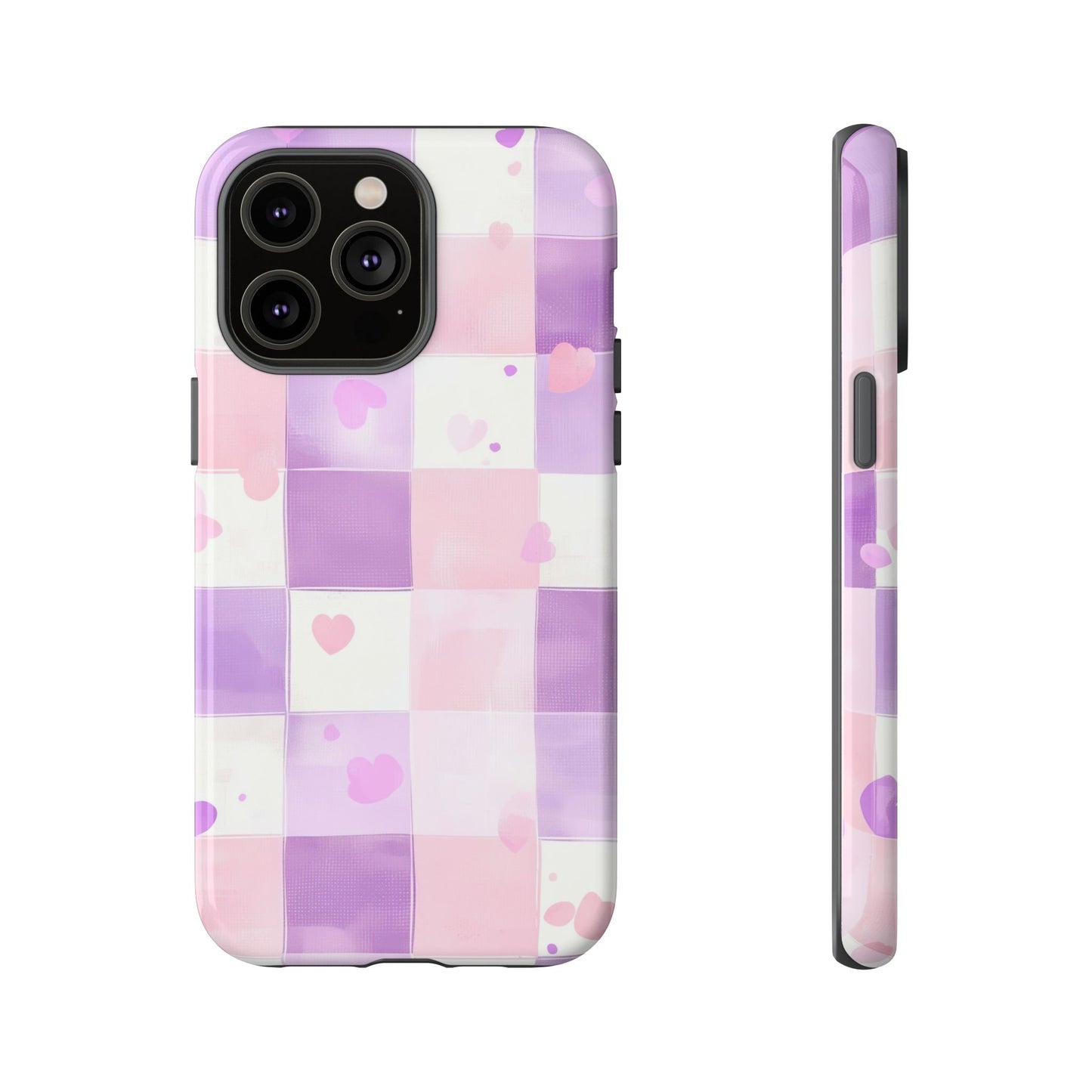 Kawaii Heart Gingham Phone Case for iPhone, Samsung, Google Pixel