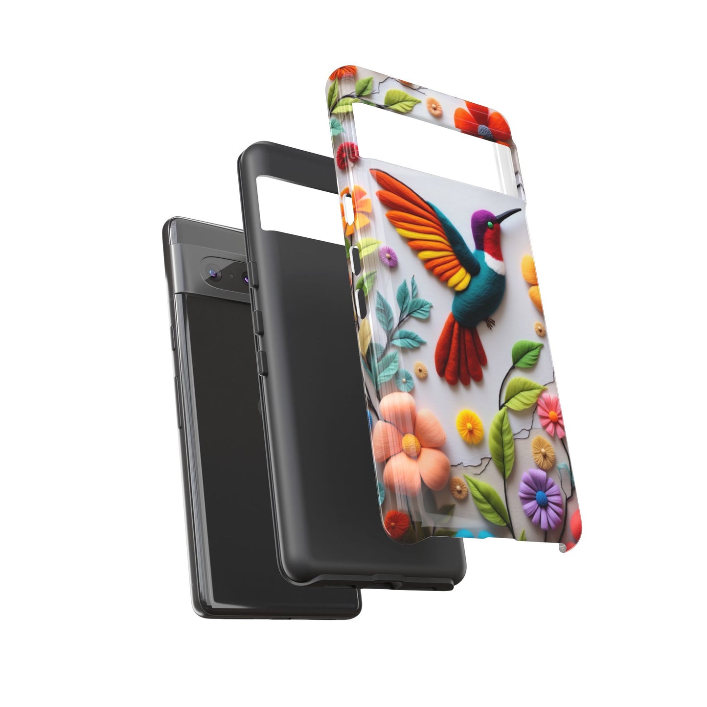 Embroidered Hummingbird with Floral Design | Nature's Elegant Stitch | iPhone 16 Pro