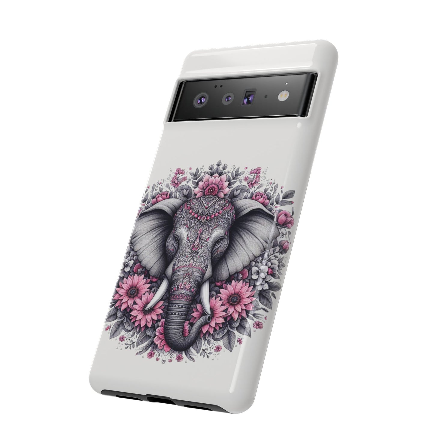 Intricate Floral Elephant Mobile Cover – Mandala-Inspired Boho Art