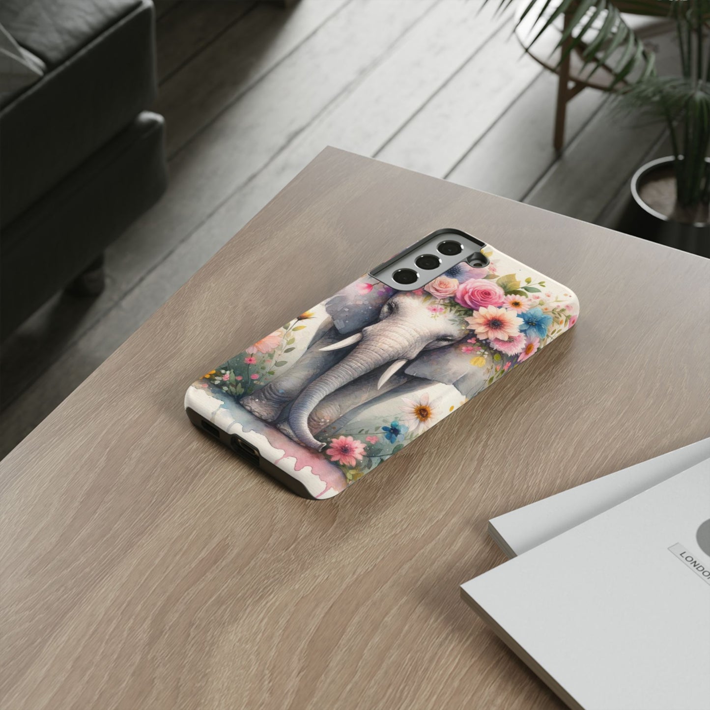 Watercolor Floral Elephant Mobile Cover – Dreamy Artistic Design