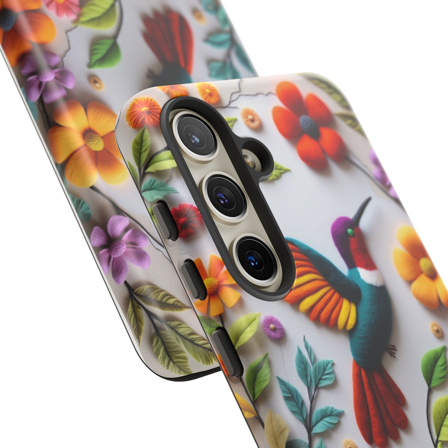 Embroidered Hummingbird with Floral Design | Nature's Elegant Stitch