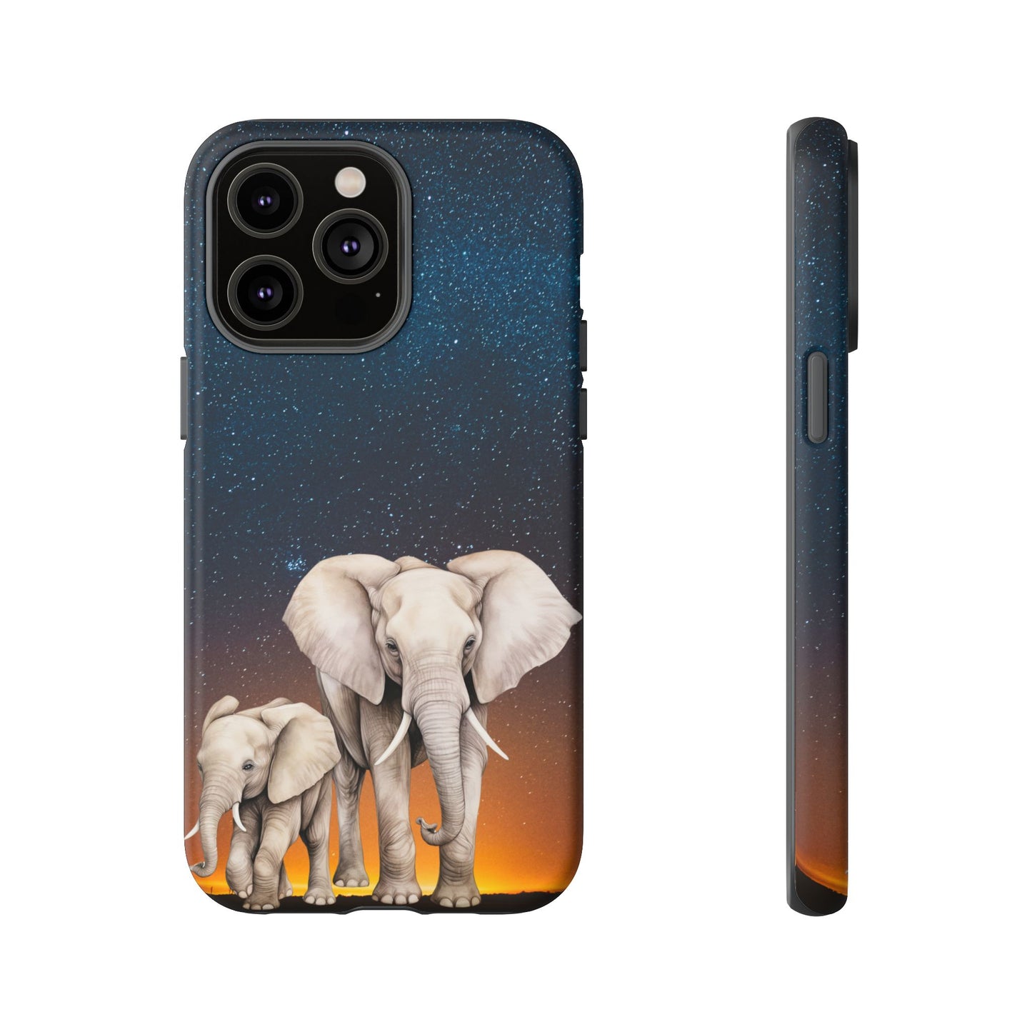 Starry Safari Elephant Family Mobile Cover – Cosmic Wildlife Aesthetic