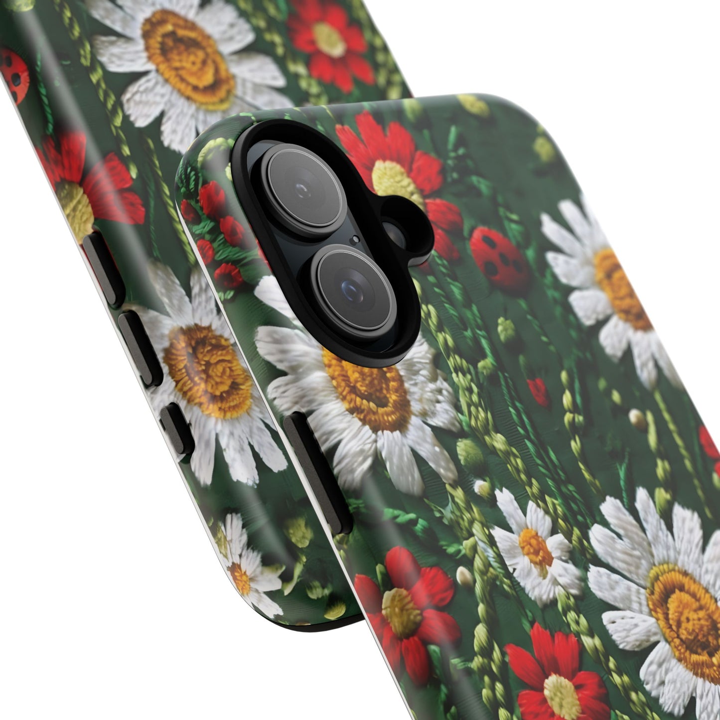Knitted Pattern With Diamonds And Festive Motifs On Navy phone case design.