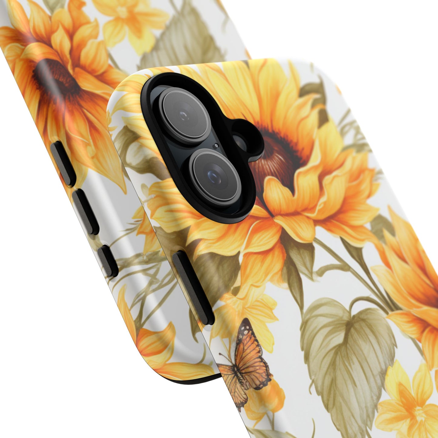 Golden Sunflower & Butterfly Phone Case – Warm & Elegant