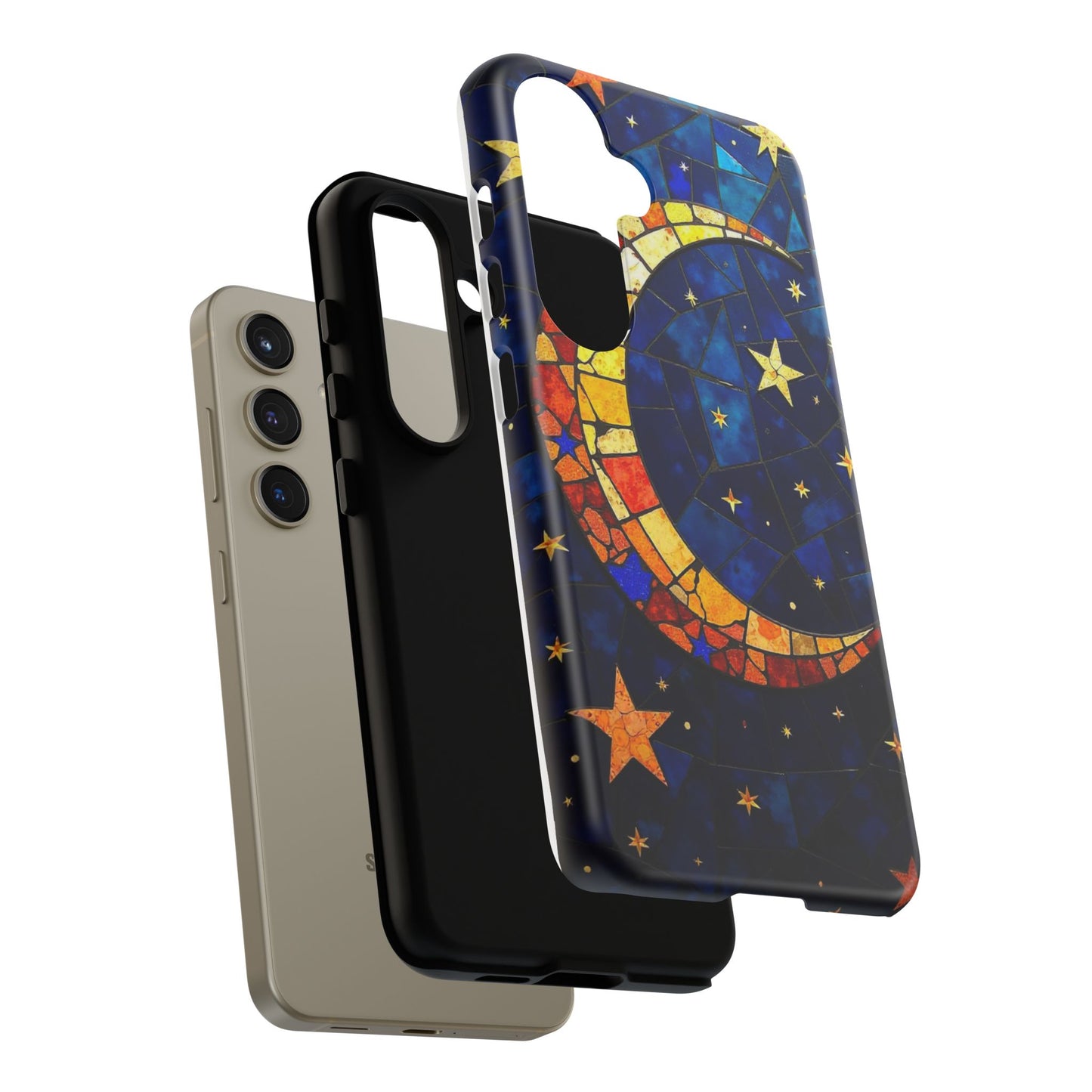 Celestial Crescent: Vibrant Moon and Stars Phone Case