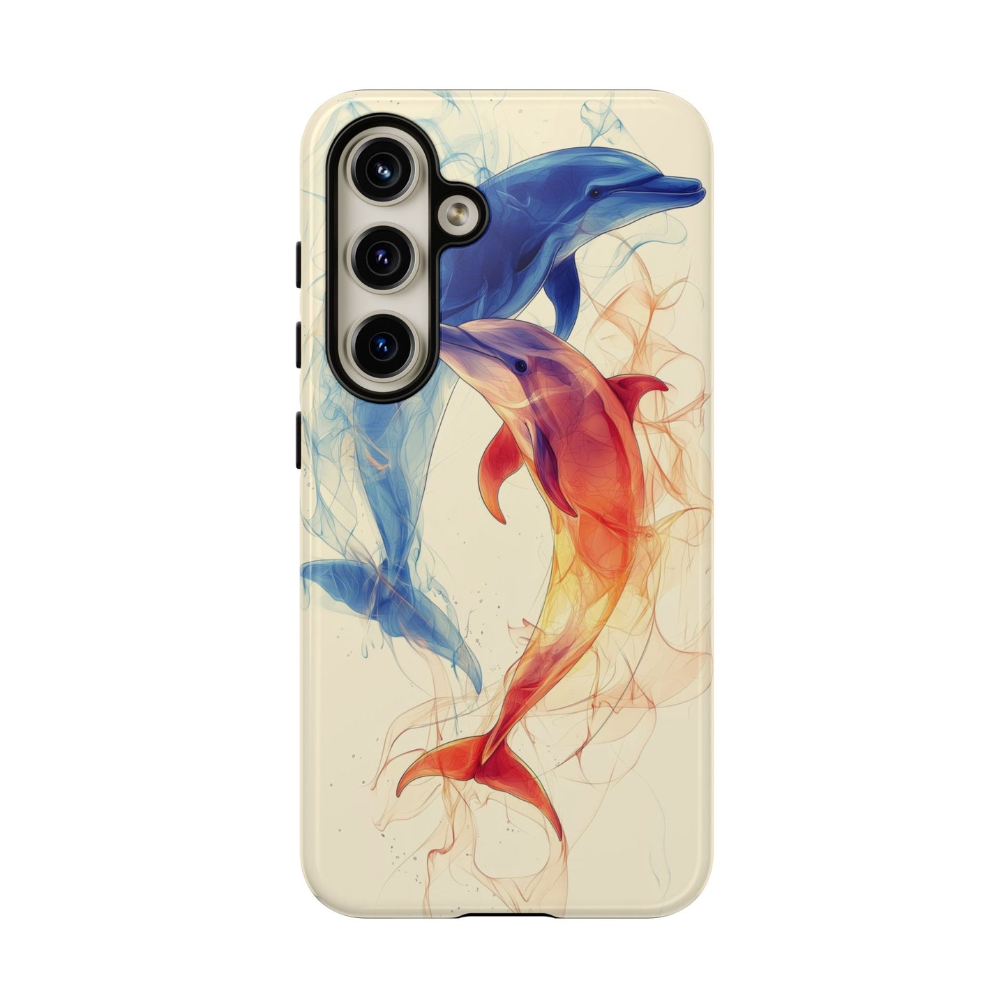 Elemental Dolphins: Fire & Water Fusion Phone Case for iPhone, Samsung & Pixel