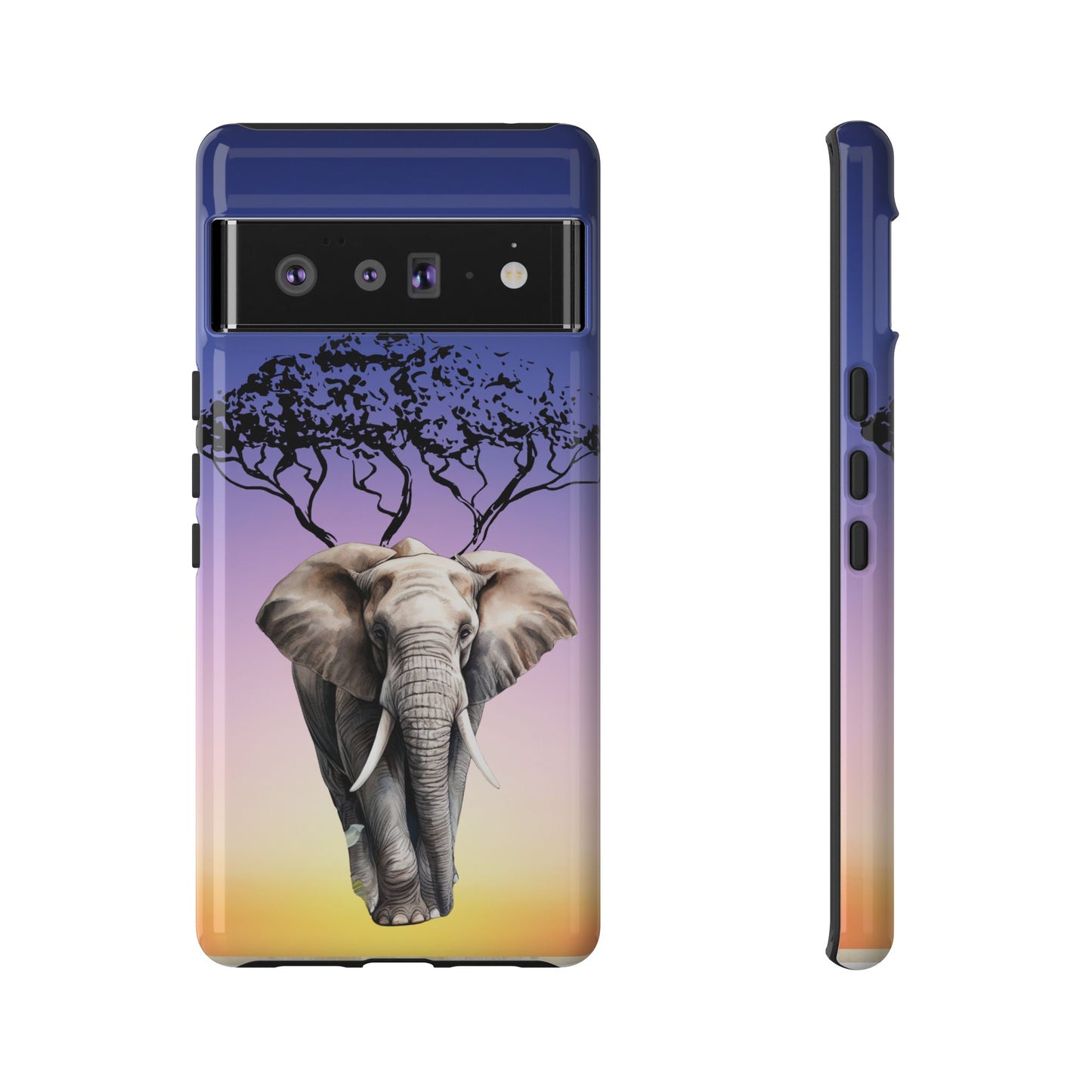 Surreal Elephant Tree Mobile Cover – Dreamy Sunset Fantasy