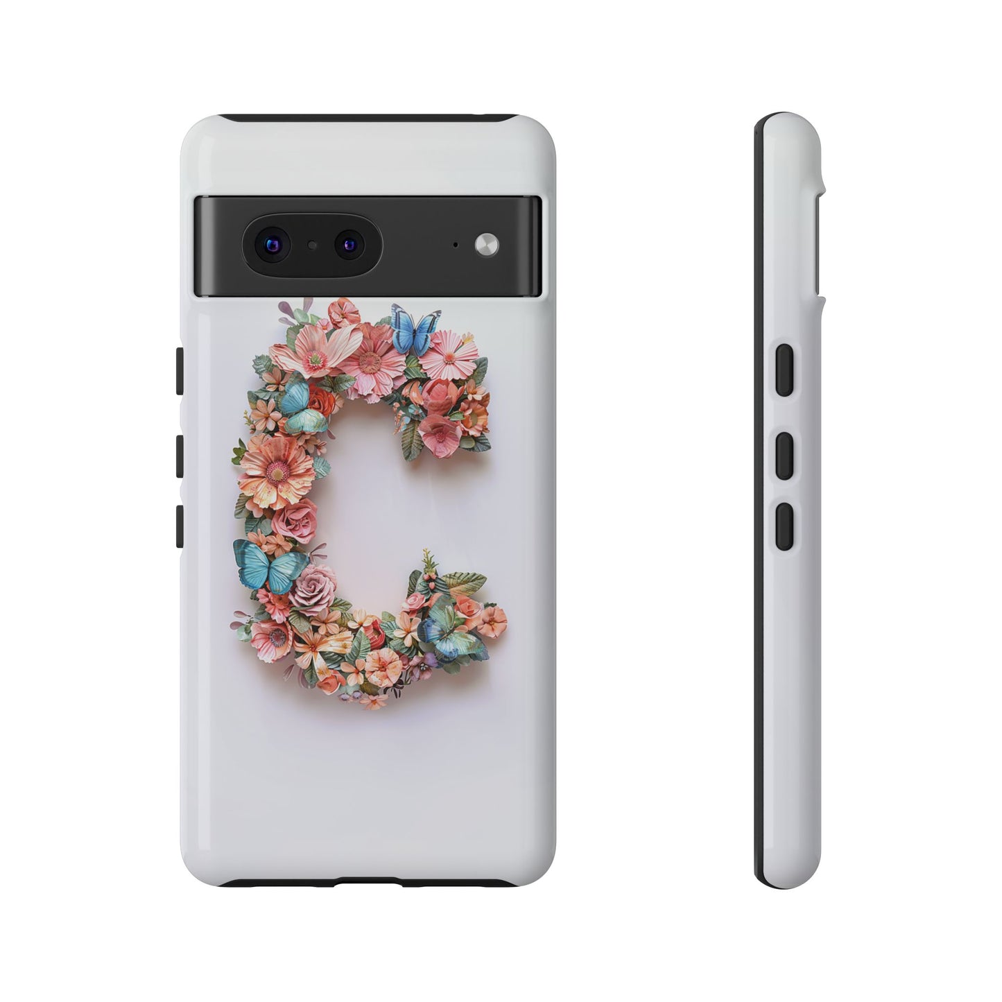 Floral Letter C Phone Case β Personalized Aesthetic Cover for iPhone, Samsung & Google Pixel