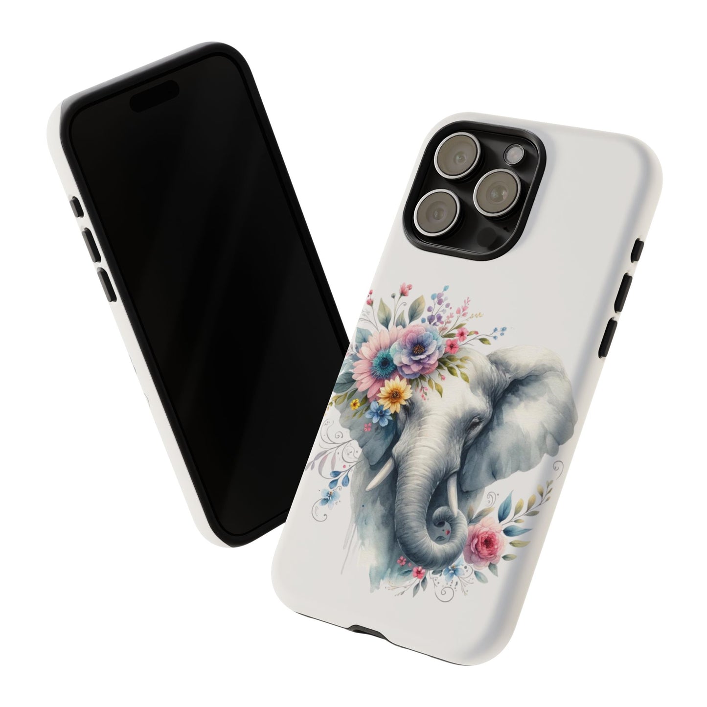 Floral Elephant Mobile Cover – Elegant Watercolor Art