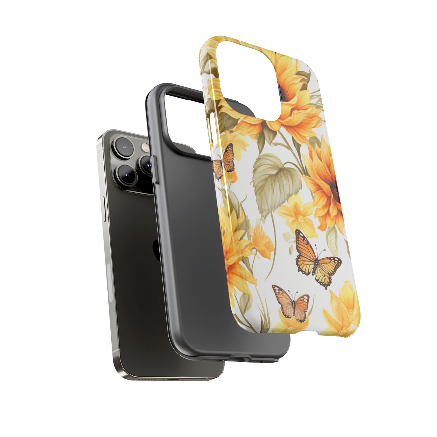 Golden Sunflower & Butterfly Phone Case – Warm & Elegant