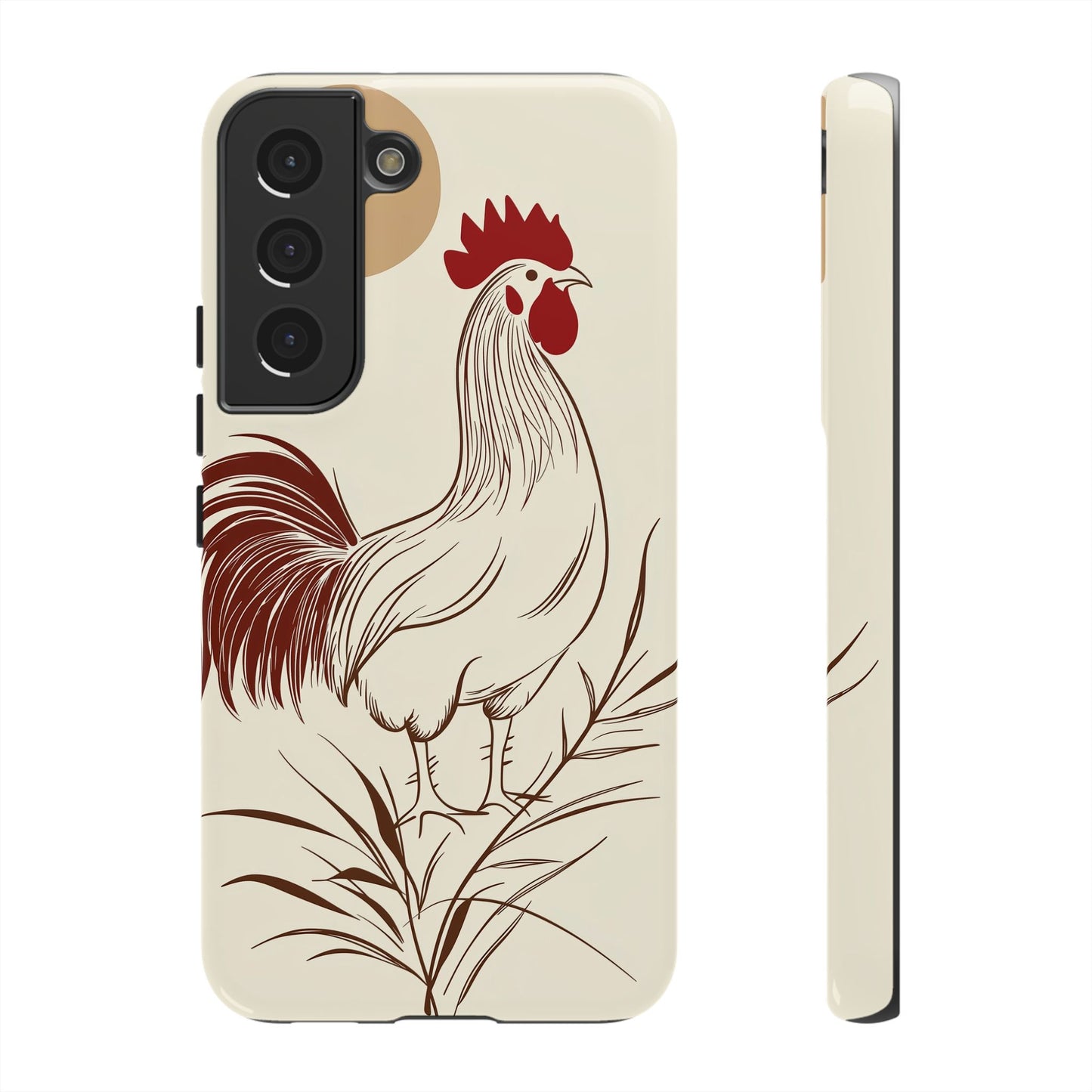 Golden Dawn Rooster: Minimalist Farmstead Charm Case for iPhone, Samsung & Pixel