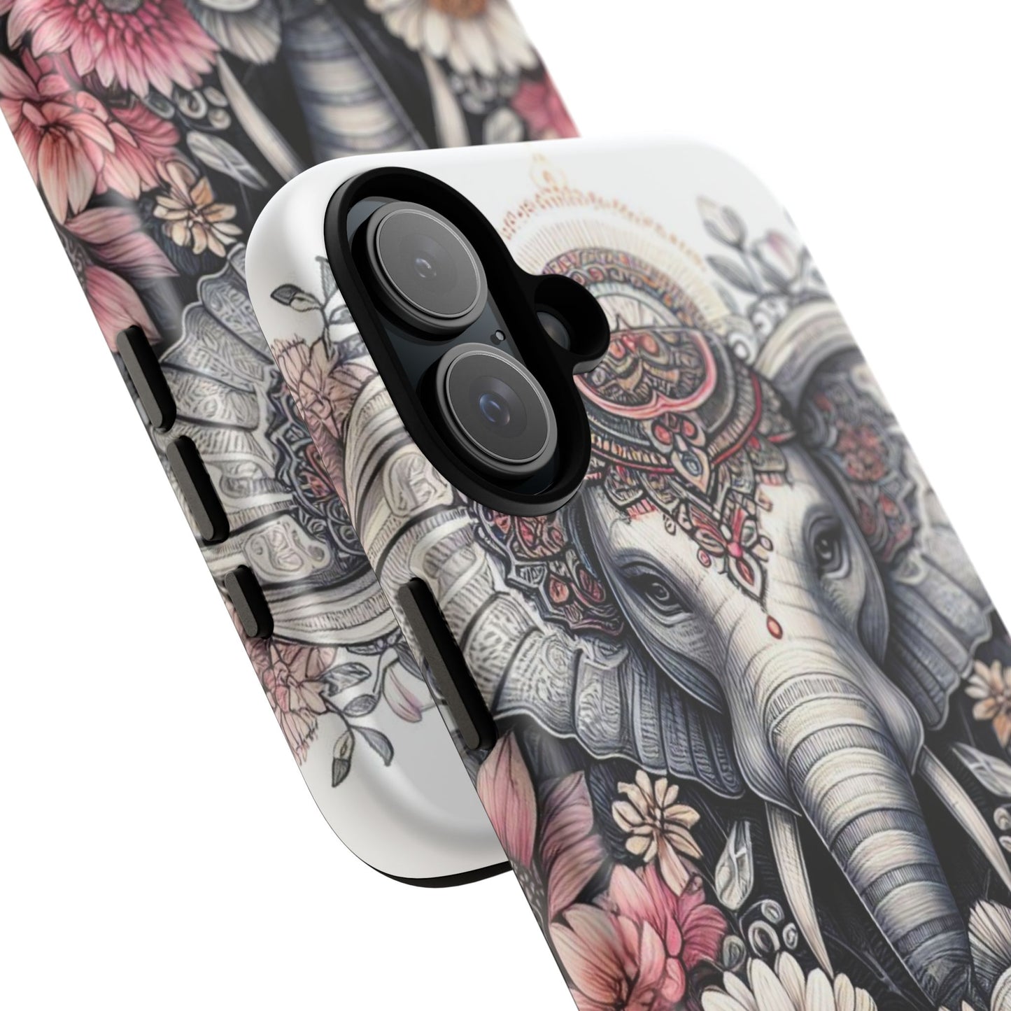Royal Elephant Mandala Phone Case – Intricate Bohemian Floral Design